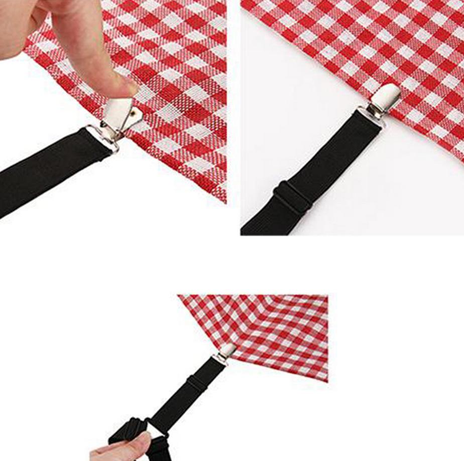 Bộ 4 dây kẹp 3 đầu cố định ga trải giường-Dây nẹp giữ cố định ga giường, nhiều màu, giao màu ngẫu nhiên + Tặng kèm hình dán - GDHN Loại Tốt