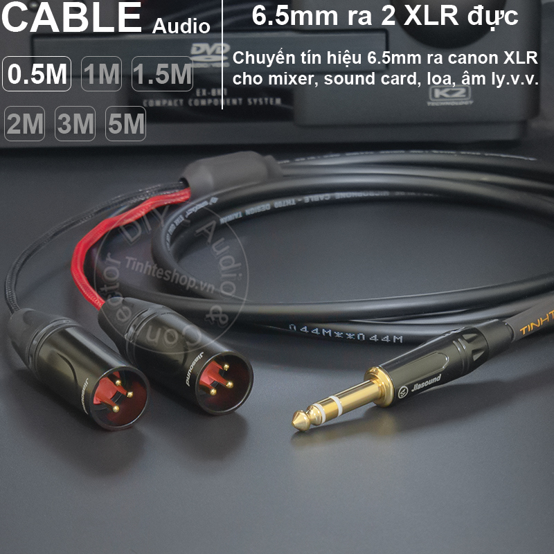 Dây 6 ly TRS sang canon đực DIY 0.5 đến 5 mét - 6.35mm stereo to 2 XLR male audio cable