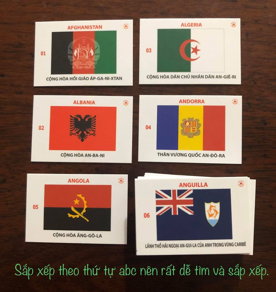 Bộ Flash card 316 quốc kỳ đầy đủ các quốc gia, vùng lãnh thổ, khu tự trị trên thế giới.