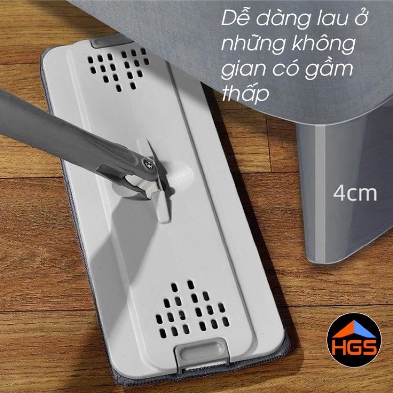 BỘ LAU NHÀ THÔNG MINH MÂM CHỮ NHẬT BN4, TỰ VẮT XOAY 360 ĐỘ,, CÂY LAU NHÀ INOX, 2 BÔNG LAU