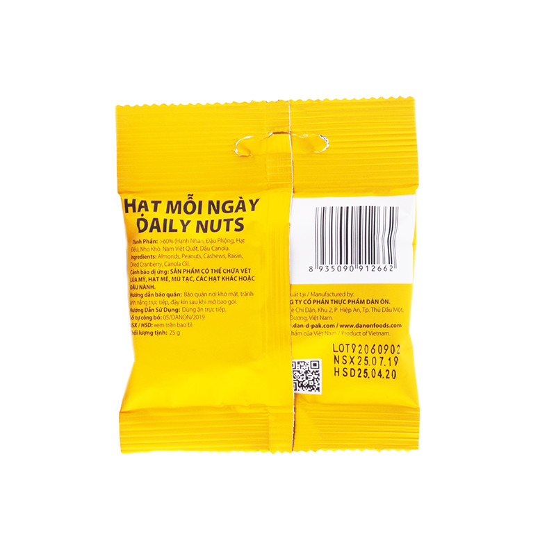HẠT DINH DƯỠNG HỖN HỢP DAILY NUT 25gr x 20 DAN D PAK xuất khẩu Đài loan, sản phẩm là sự hòa quyện của các loại hạt cao cấp