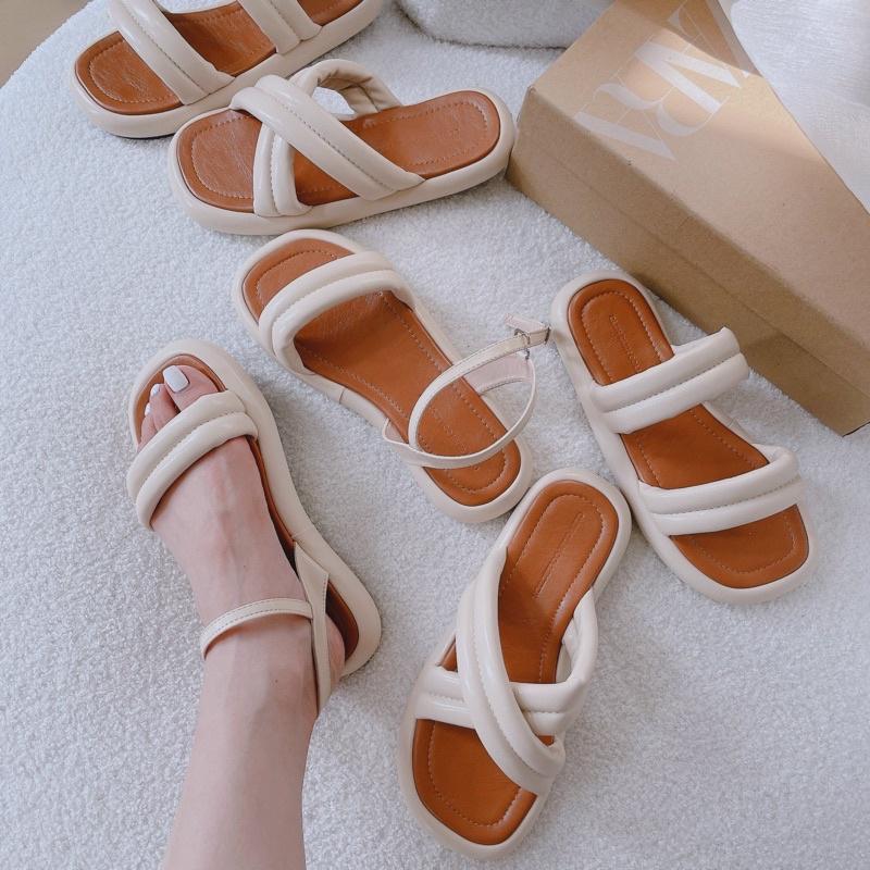 DÉP ĐẾ XUỒNG - SANDAL NỮ QUAI NGANG THỜI TRANG HÀN QUỐC XINH XẮN CÓ 2 KIỂU ĐI BIỂN, CHƠI ĐỀU YÊU