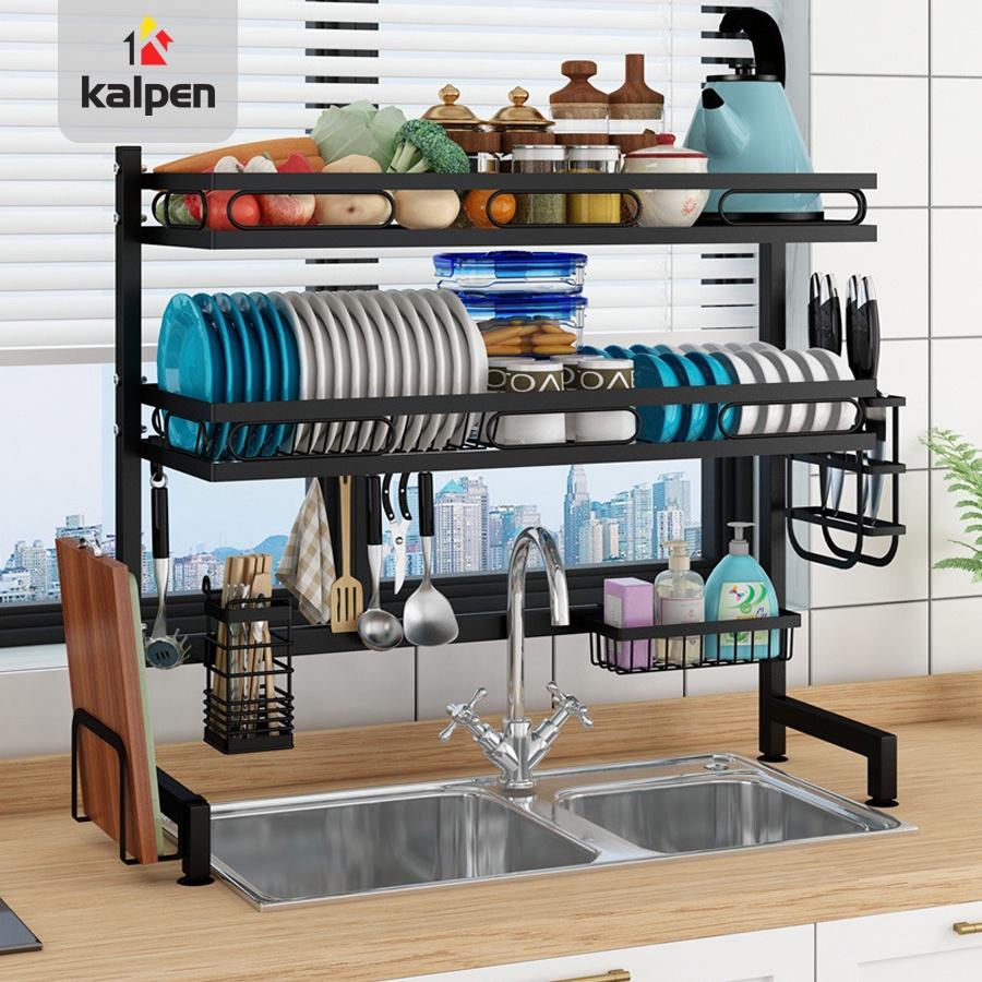Kệ Để Chén Đĩa Thông Minh Trên Bồn Rửa Sơn Đen Cao Cấp, KB