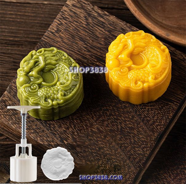 Bộ Khuôn Lò Xo Làm Bánh Trung Thu 4 Mặt 125-150-180gr Cá Chép Hóa Rồng