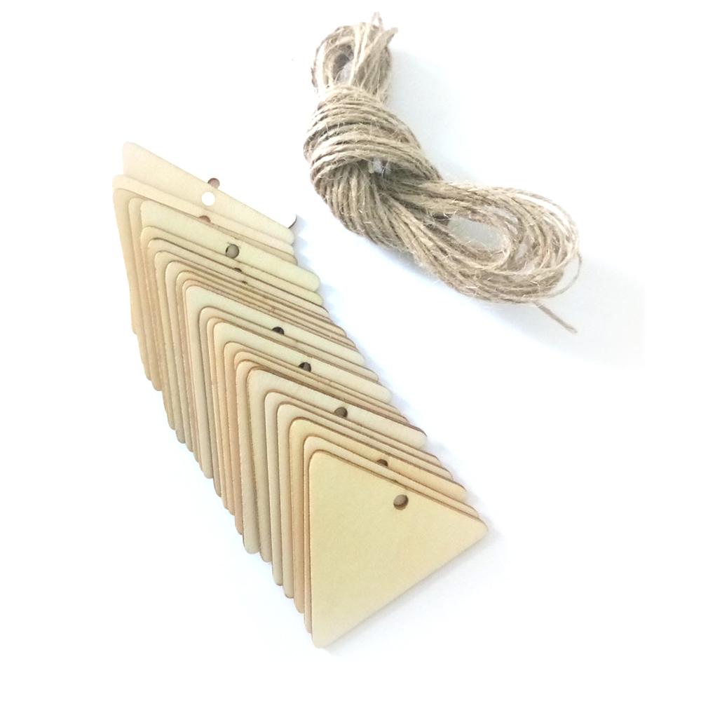 Bộ 25 Thẻ Gỗ Tam Giác Kèm Dây Rơm Tự Làm Trang Trí Đám Cưới