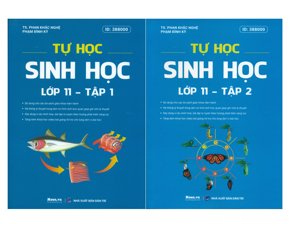 Sách - Combo Tự học Sinh học lớp 11 - tập 1 + 2 (Moon)