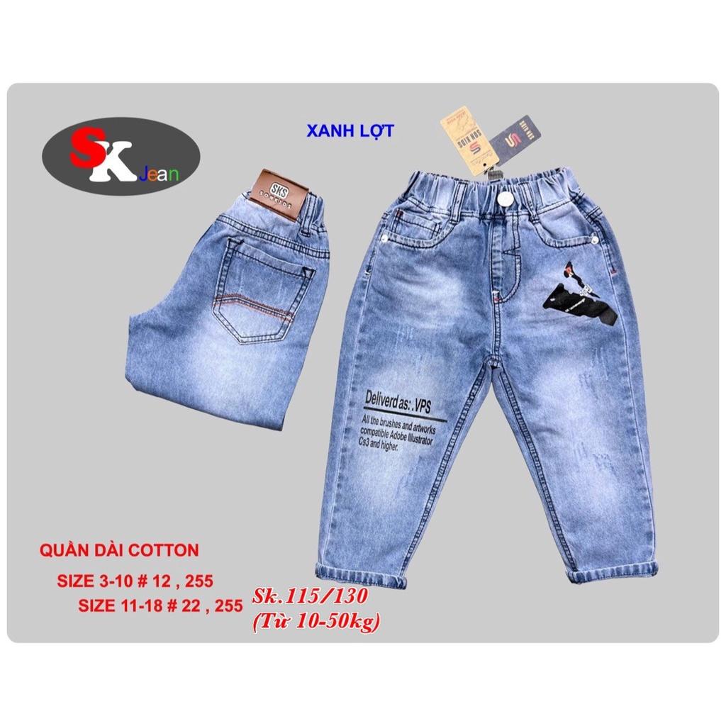 Quần jeans dài phong cách cho bé trai phối đồ đi chơi đi tiệc đẹp size 12-28kg mẫu mới nhất