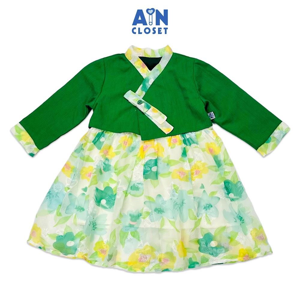 Đầm Hanbok cách tân bé gái họa tiết Hoa xanh tơ ánh nhủ - AICDBGMAEG4B - AIN Closet