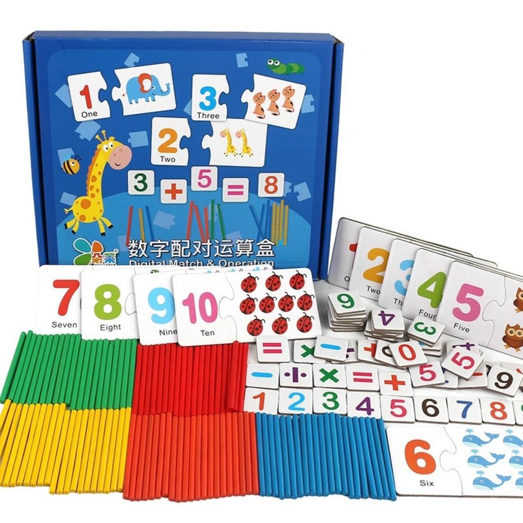 Bộ Giáo Cụ Que Tính Học Toán Và Thẻ Ghép Số Học Phép Tính Tư Duy, Giáo Cụ Montessori Cho Bé