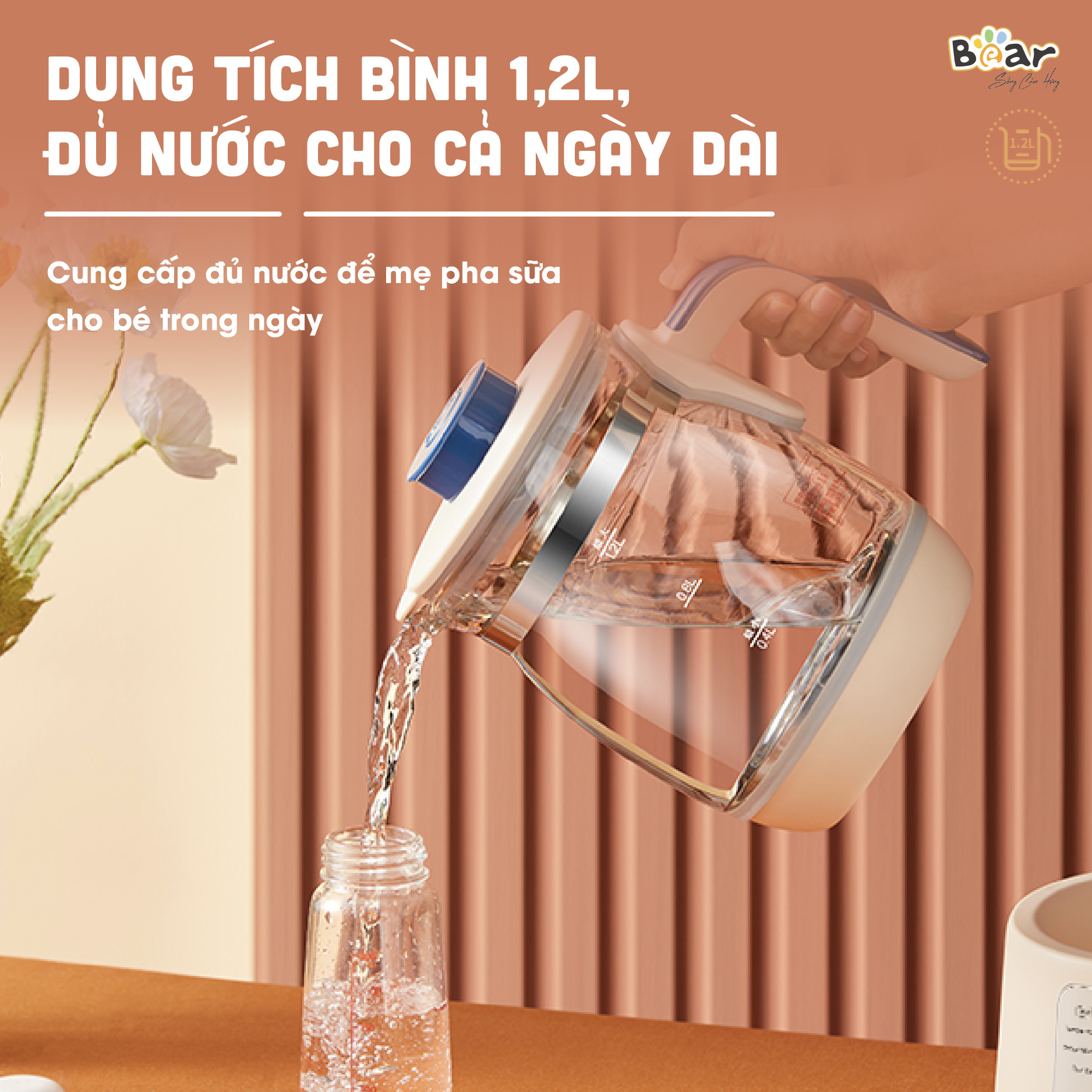 Máy Pha Trà Bear 12 Chế Độ An Toàn Đa Năng, Nấu Soup, Sắc Thuốc, Pha Sữa Cho Bé - Sube011 - Hàng Chính Hãng Bảo hành 18 Tháng