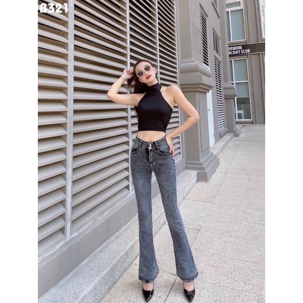 Quần Jeans Nữ Ống Loe Dài Co Giãn Cao Cấp 95-96cm