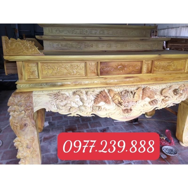 Sập thờ tam cấp bằng gỗ mít ta chân 18cm
