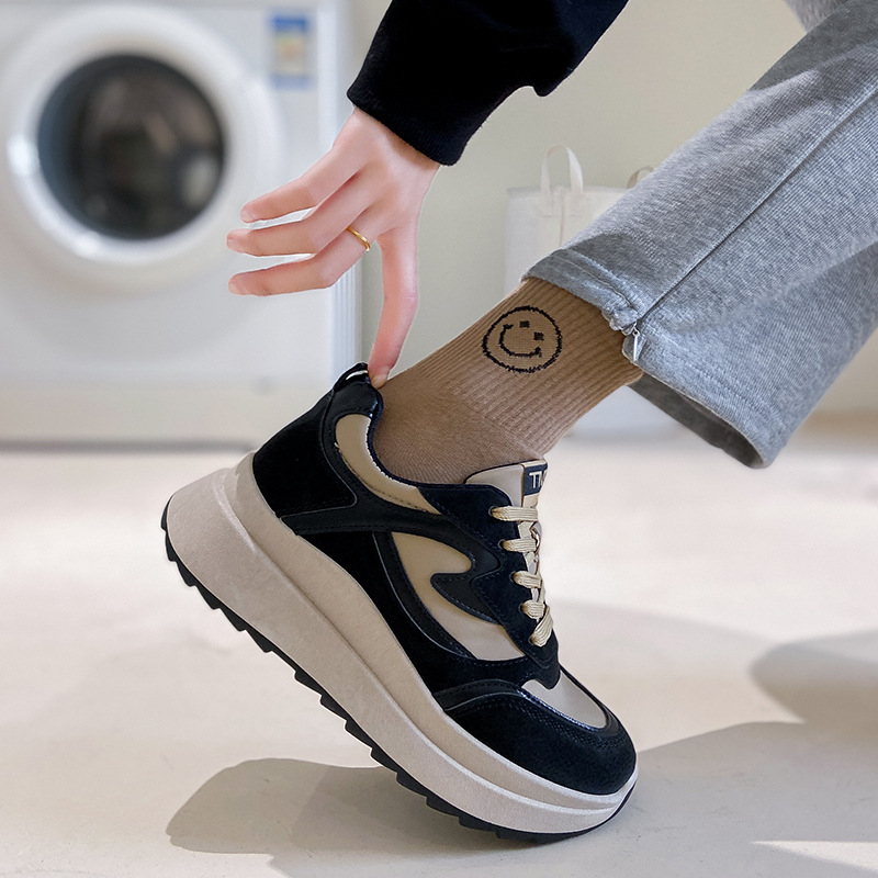 Giày thể thao nữ GEMI- giày ullzzang màu Nâu- Đen, phù hợp với mọi lứa tuổi, ôm chân- M7305