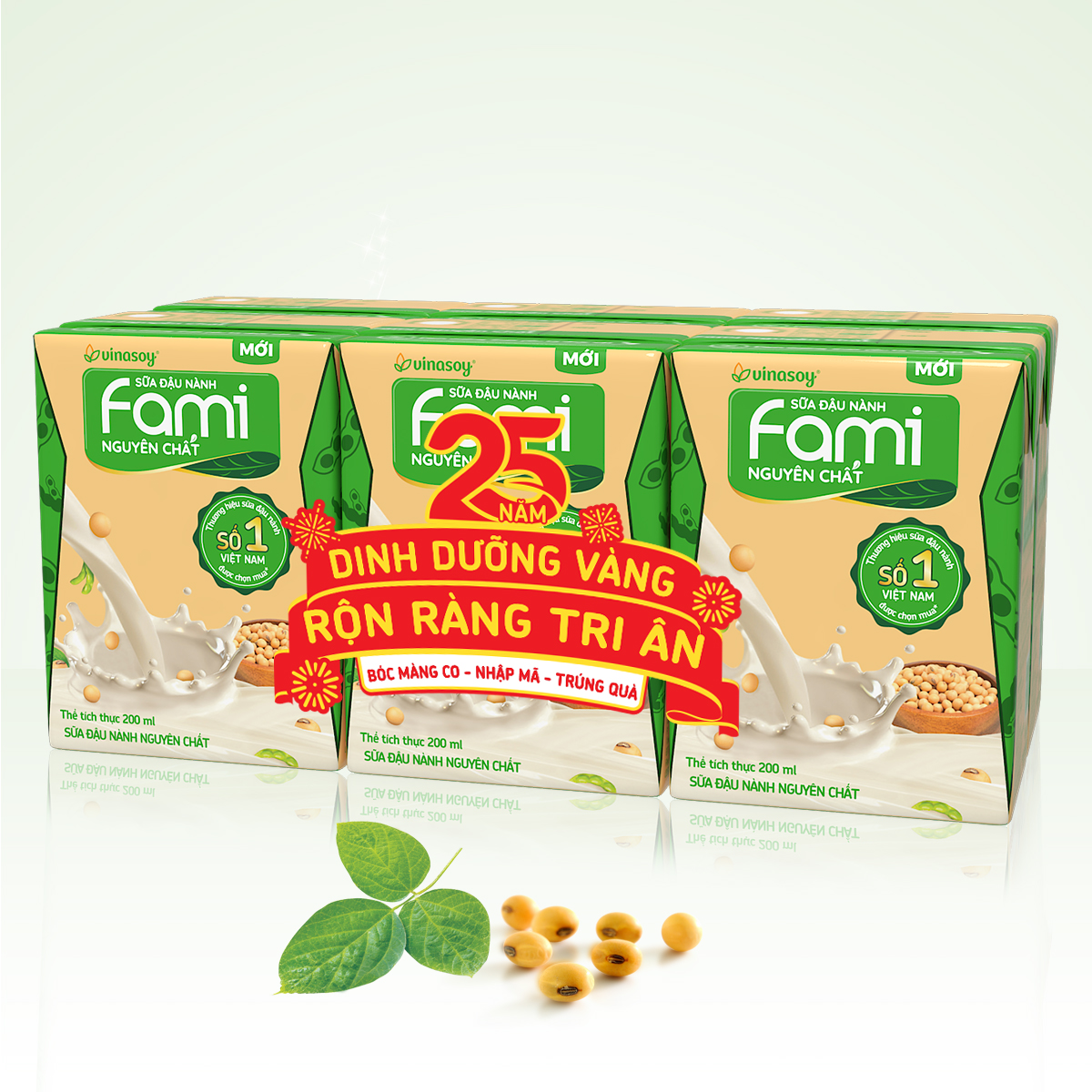 Thùng Sữa đậu nành Fami nguyên chất (200ml x 36 Hộp)