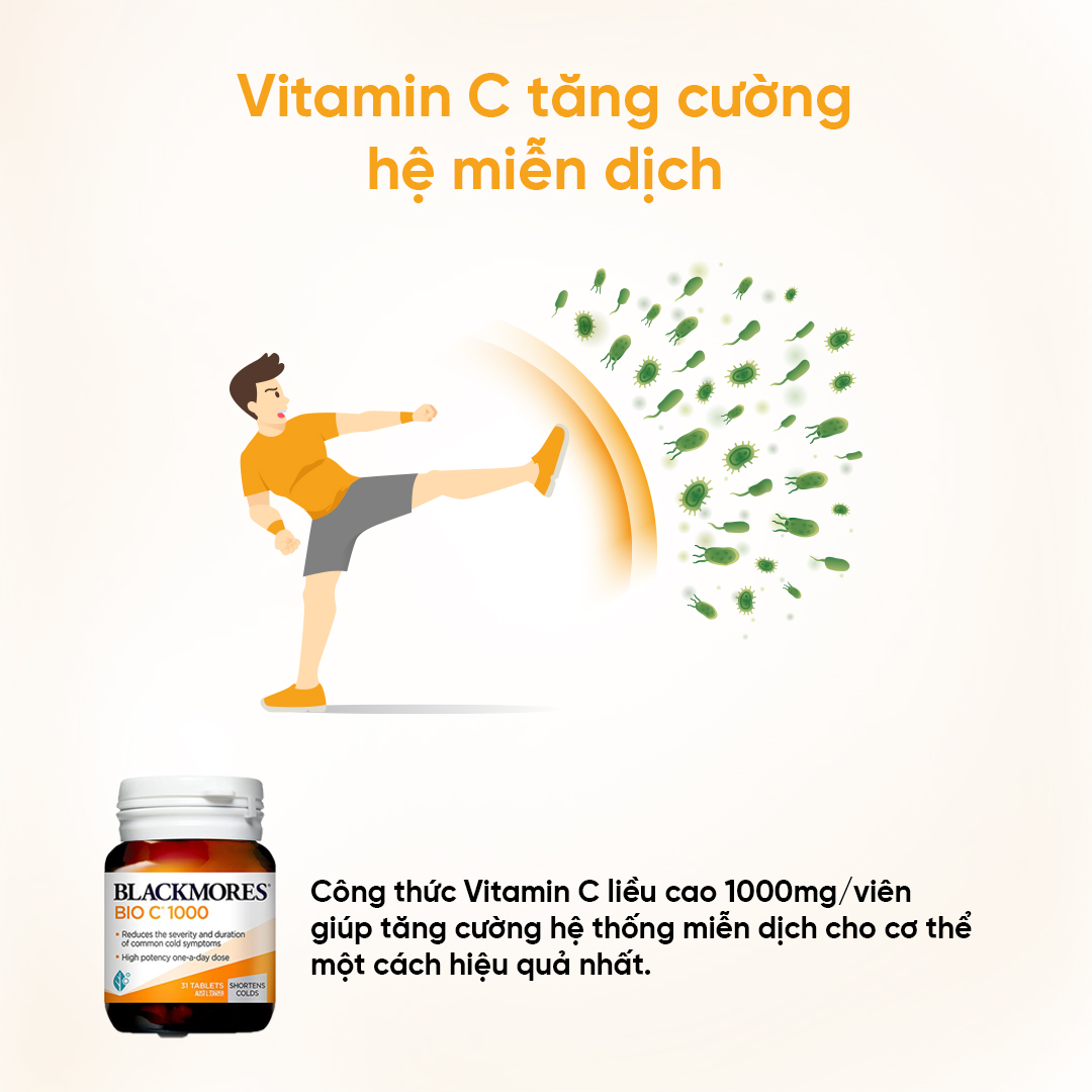 Viên Uống Bổ Sung Vitamin C Blackmores Bio C Hộp 31 viên 1000mg Hỗ Trợ Tăng Đề Kháng, Sáng Da