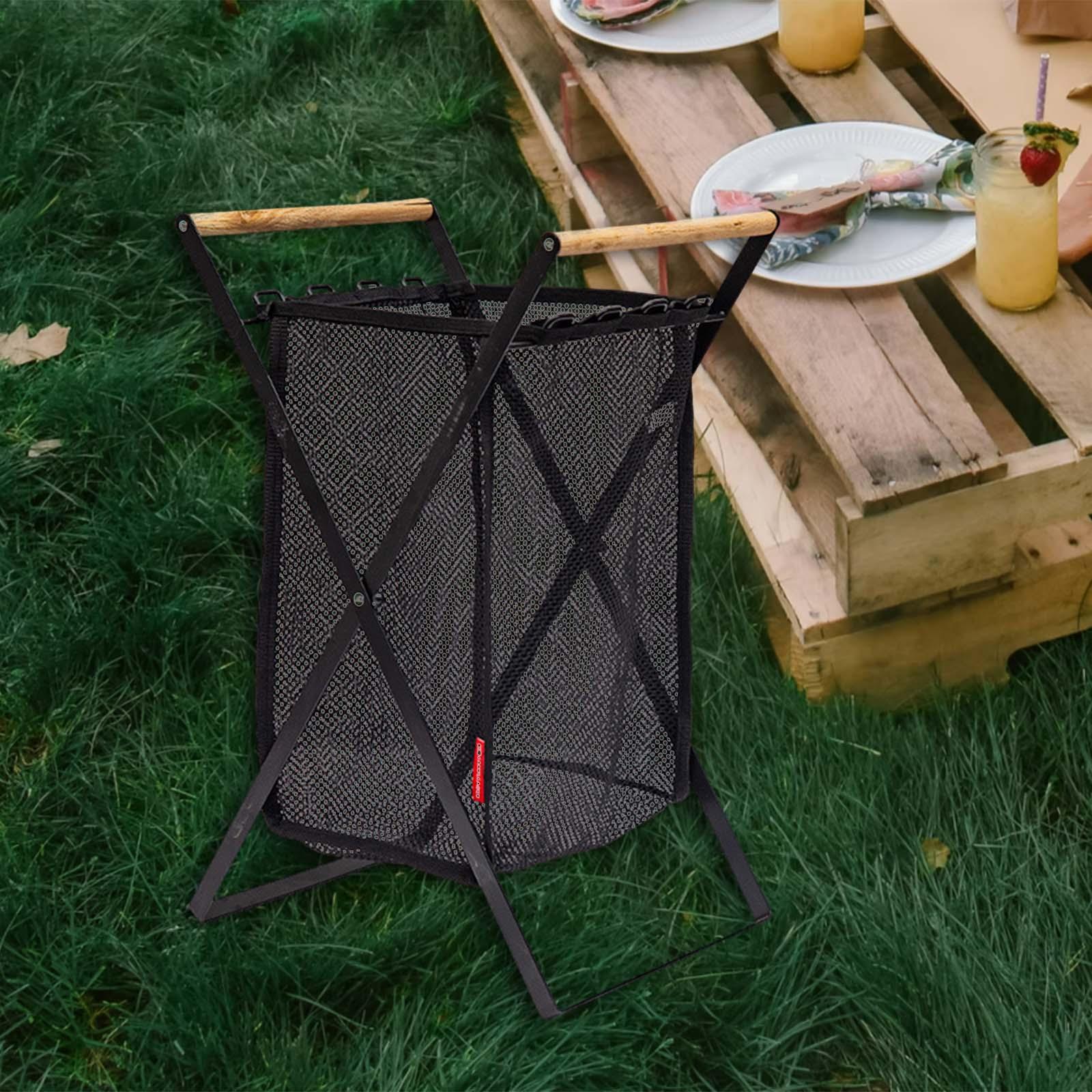 Mesh Laundry Basket Folding with Handles Wash Clothes Bag Hamper