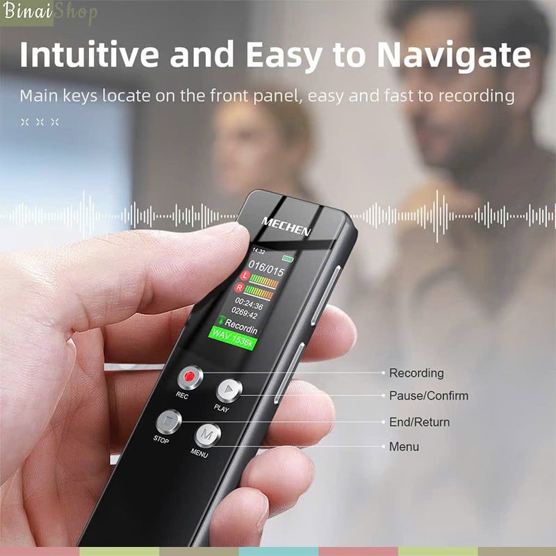 Ruizu V01 / V02 - Máy Ghi Âm Đa Hướng 1536 Kbps, Giảm Tiếng Ồn, Thời Lượng Ghi 11H (64GB) - Hàng Chính Hãng