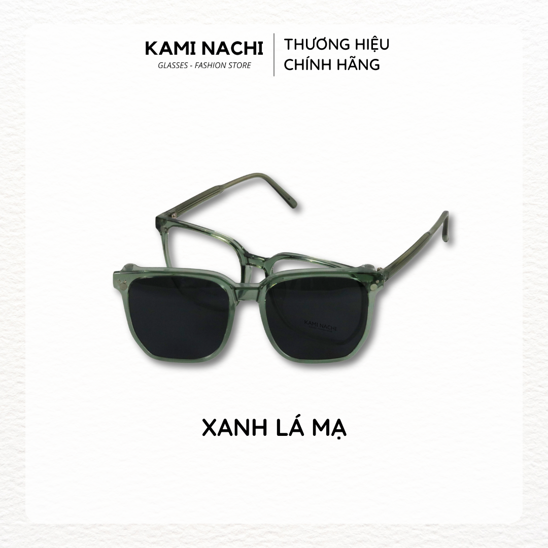 Gọng kính Clip On phiên bản vuông lớn đa năng, cắt được cận KAMI NACHI T8198