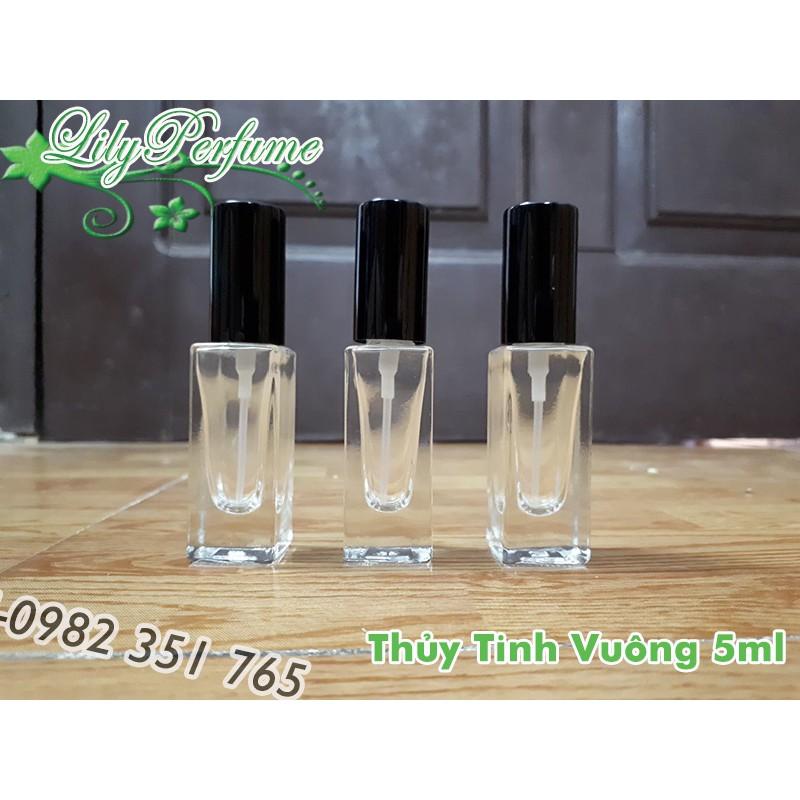 Lọ chiết nước hoa 5ml thủy tinh vuông (Vỏ chiết/ Ống chiết/ Chai chiết nước hoa)