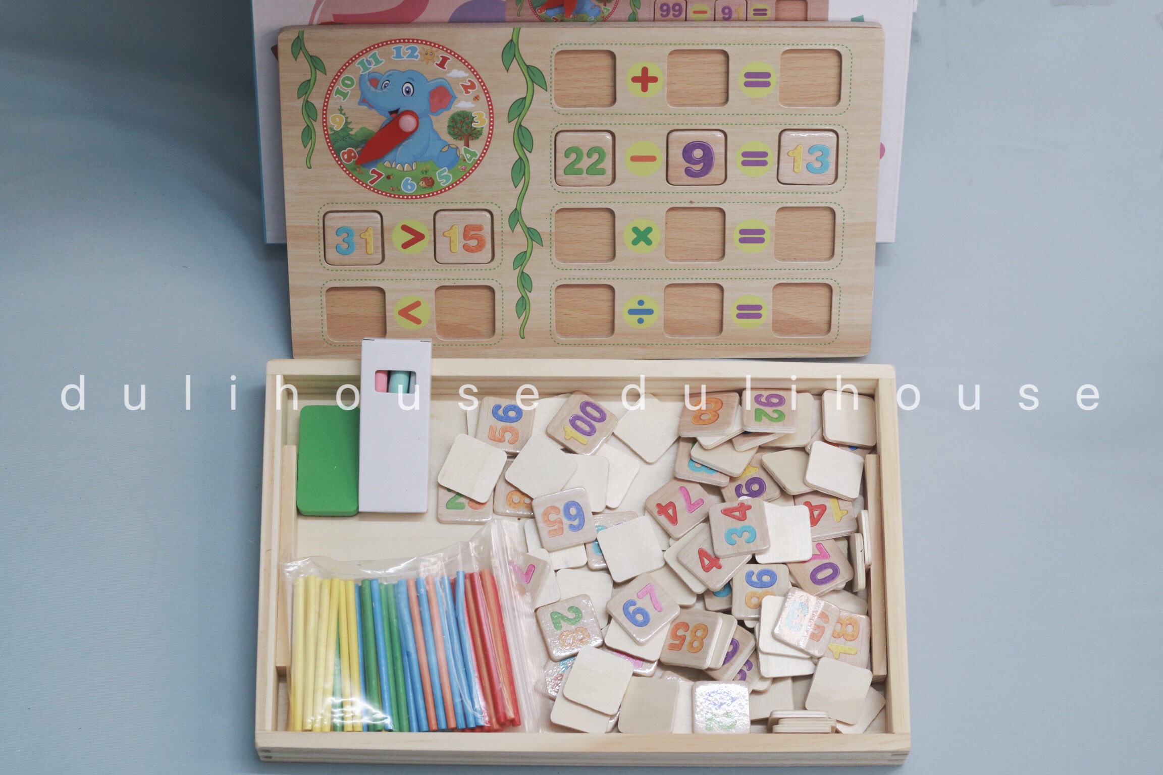 Đồ chơi gỗ Bộ toán học có bảng kèm que tính cho bé