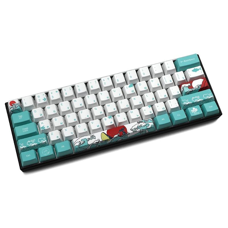 Nga 71 Phím Biển San Hô Ukiyo-e Keycap Nhuộm Thăng Hoa OEM Cơ Keycap Cho GH60 XD64 DZ60 GK61 GK64