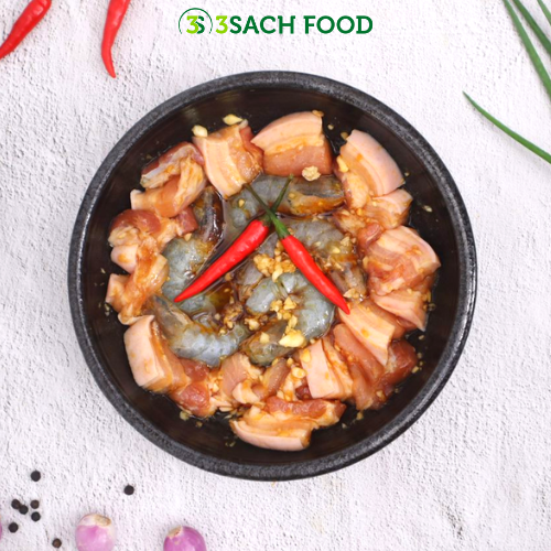 Tôm Rim Ba rọi 3S khay 400gr - Nguyên liệu đã được sơ chế