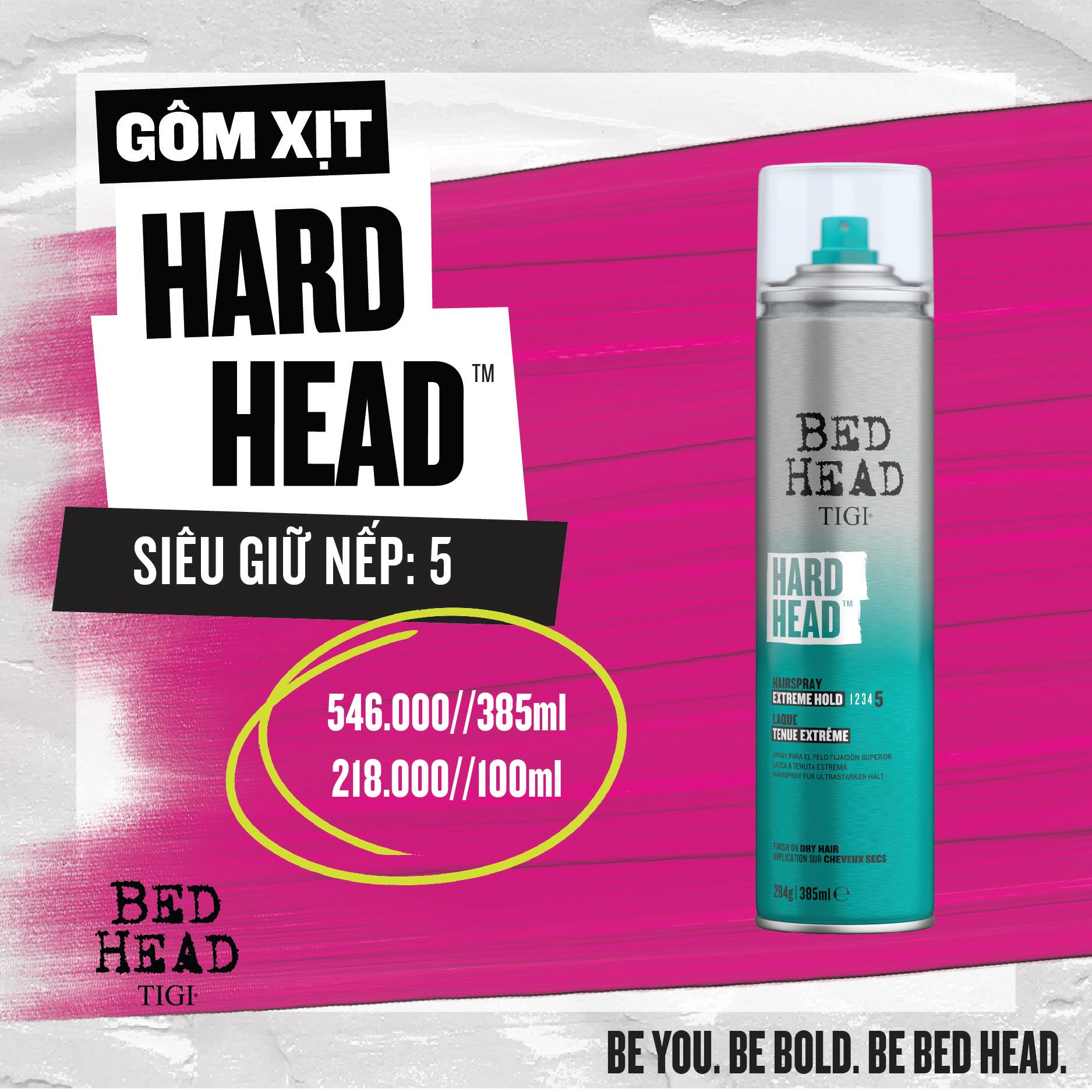 Gôm xịt tóc giữ nếp cứng Tigi Hard Head