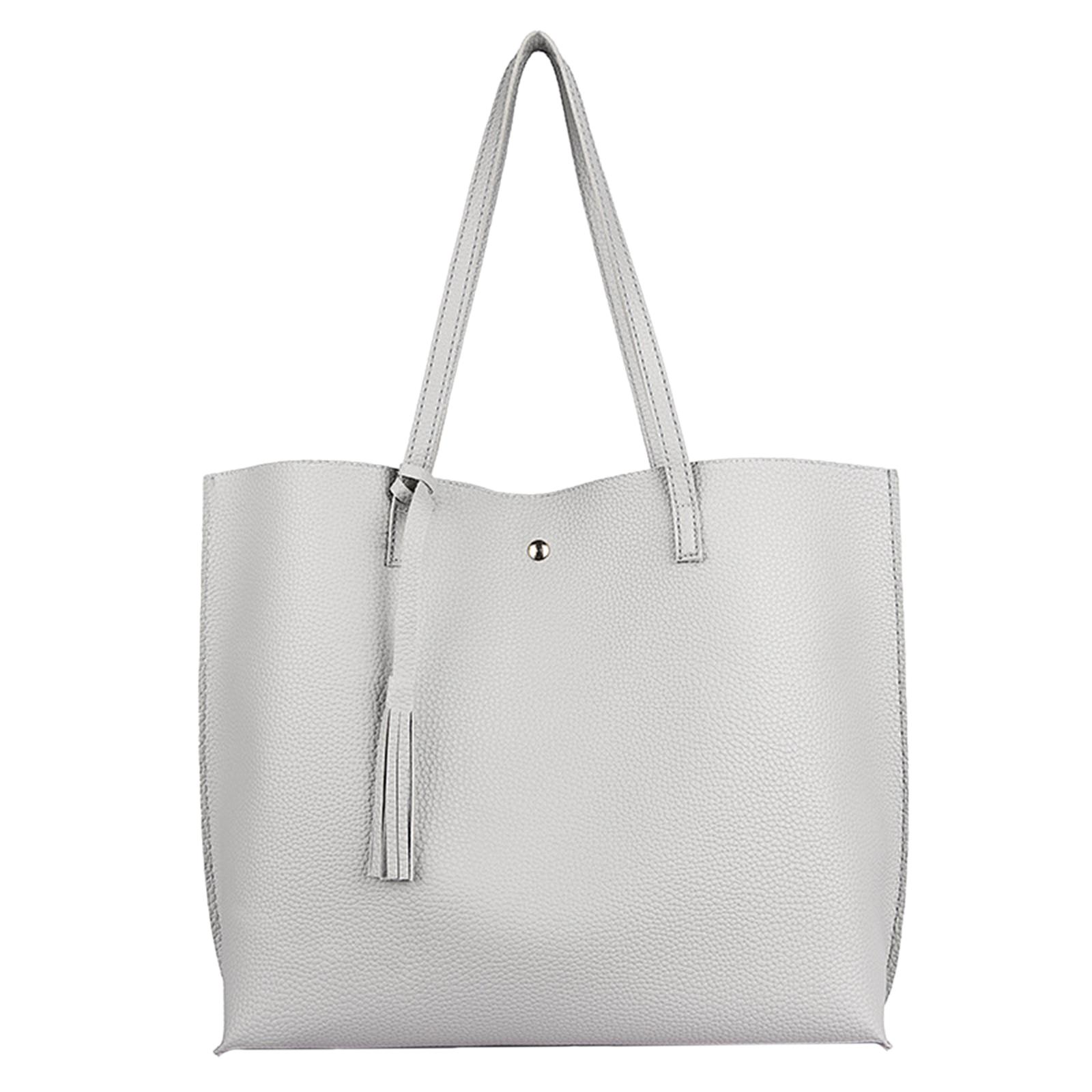 Women's Soft Faux Leather Tote Shoulder Bag, Big Capacity Tassel Handbag