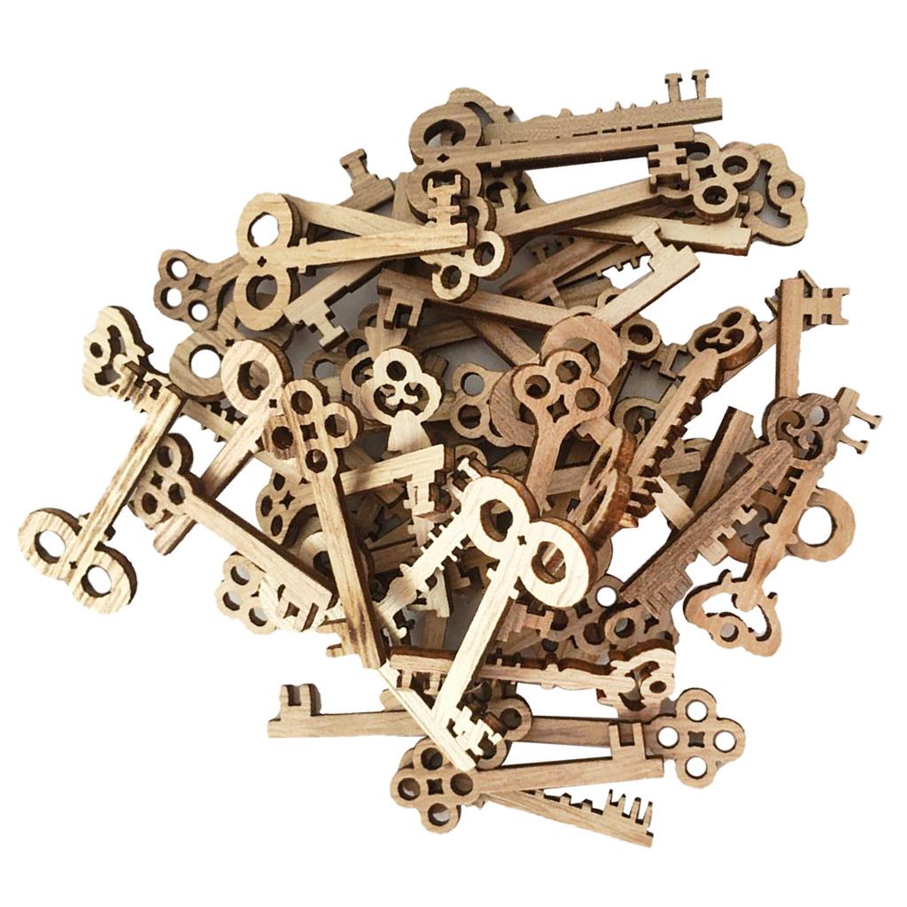 50 Cái Hỗn Hợp Chưa Hoàn Thành Phím Gỗ Hình Dạng Miếng Gỗ Cho Cardmaking Thêu Sò