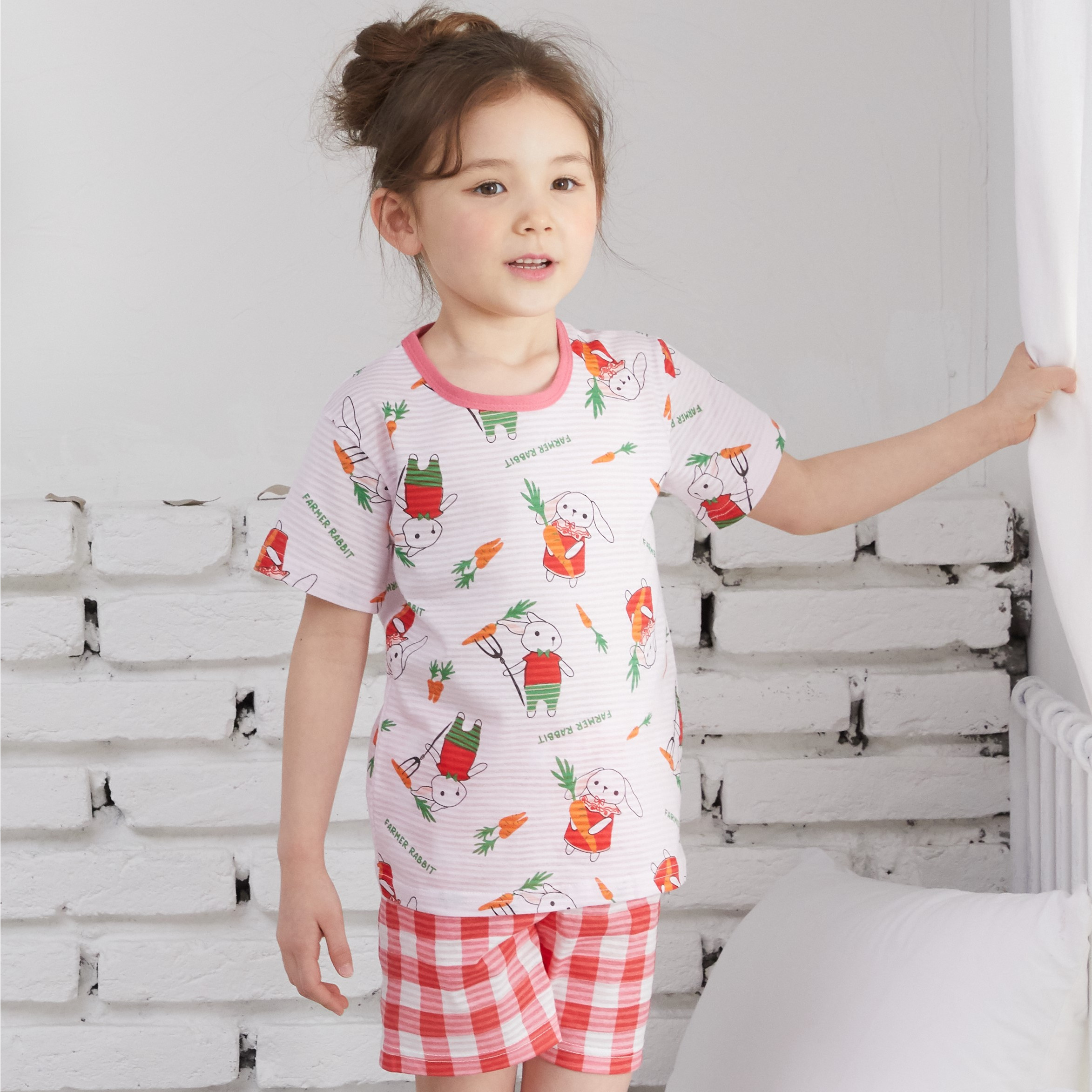 Bộ ngủ cộc tay cho bé  Olomimi Hàn Quốc  Farmer Rabbit  SS20 - 100% cotton