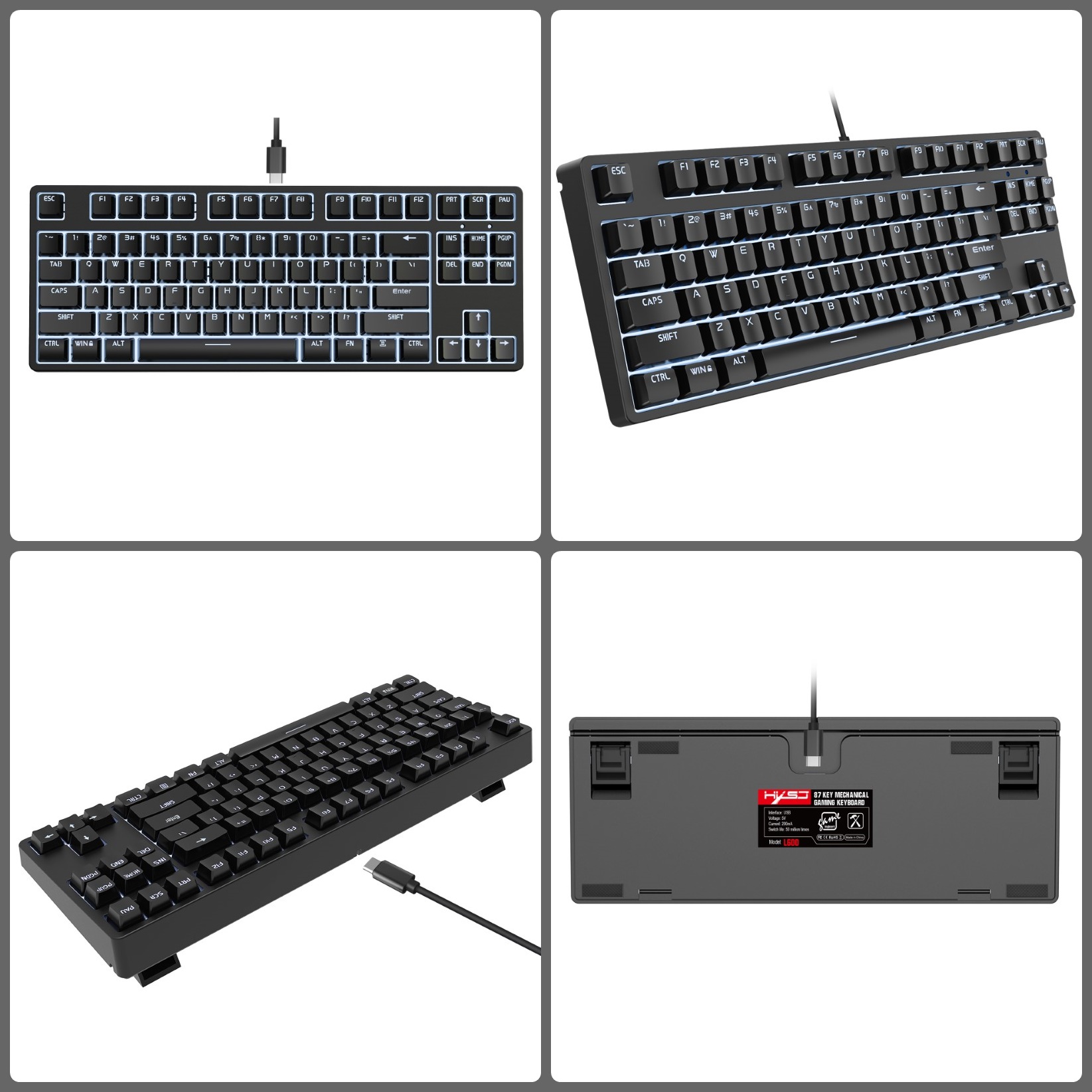 Bàn phím cơ HXSJ L600 Gaming Black Chống ồn - hàng nhập khẩu