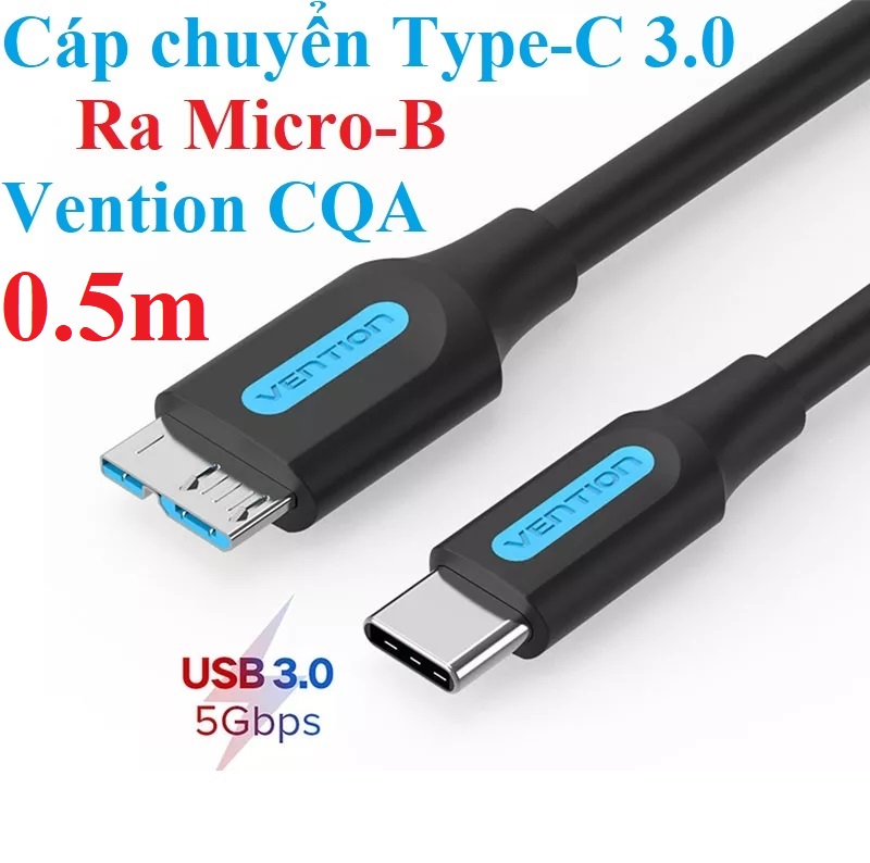 Cáp sạc và truyền dữ liệu Type-C 3.0 ra Micro B Vention CQABF - Hàng chính hãng