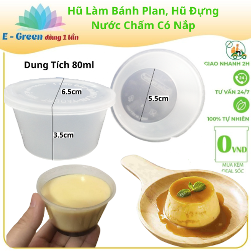 Lốc 50 Hũ Làm Bánh Plan, Hũ Đựng Nước Chấm Có Năp Nhiều Kích Thướt, Tiện Lợi, Có Thể Tái Sử Dụng - Egreen Dùng 1 Lần