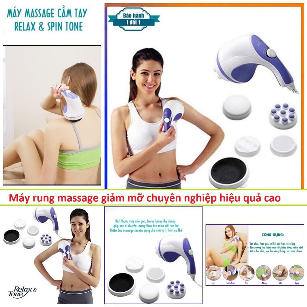 Máy massage toàn thân Relax & Spin Tone kèm 5 đầu rung giảm mỡ bụng hiệu quả tại nhà