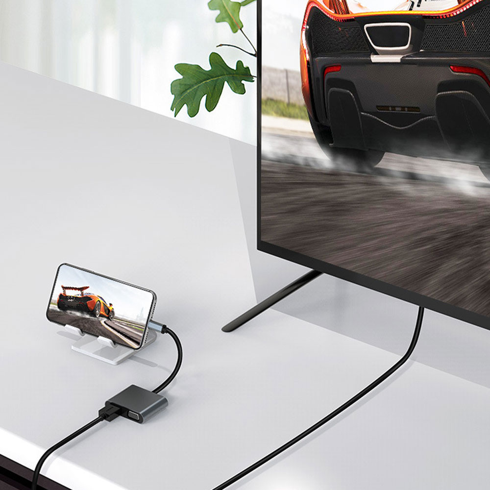 Cáp chuyển đổi Seasy, Type-c ra 4 cổng HDMI/ VGA/ USB và cổng sạc hỗ trợ chế độ Dex - Hàng chính hãng