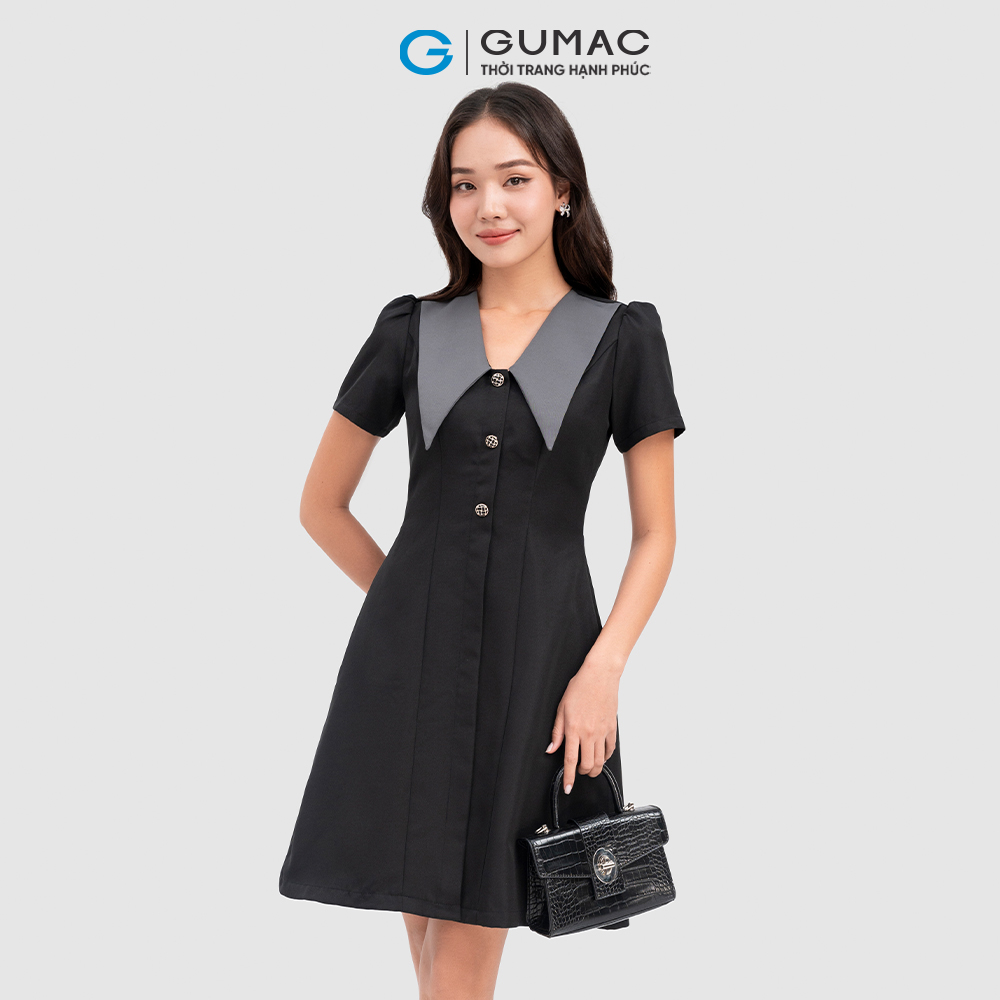 Đầm kết nút GUMAC DC11081 phối cổ thời thượng