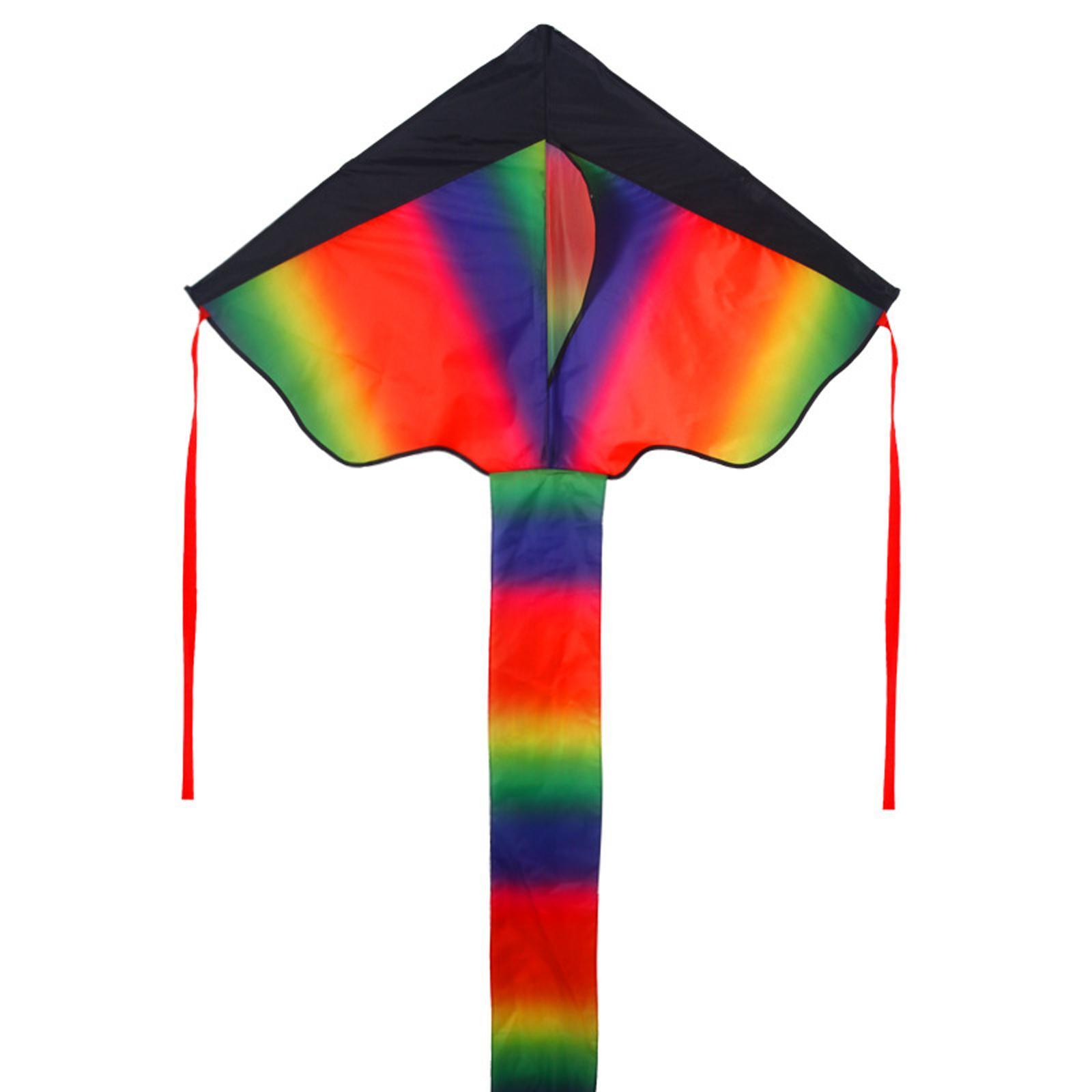 Delta Kites Fly Kite with Tail Rainbow Kites for Family Trips Garden Beginner Games