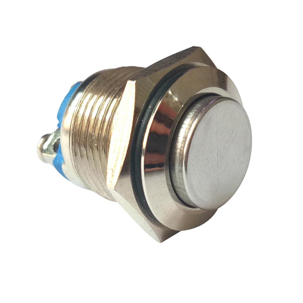 5 Pieces 16mm High Round Metal Push Button Switch Momentary Reset Silver