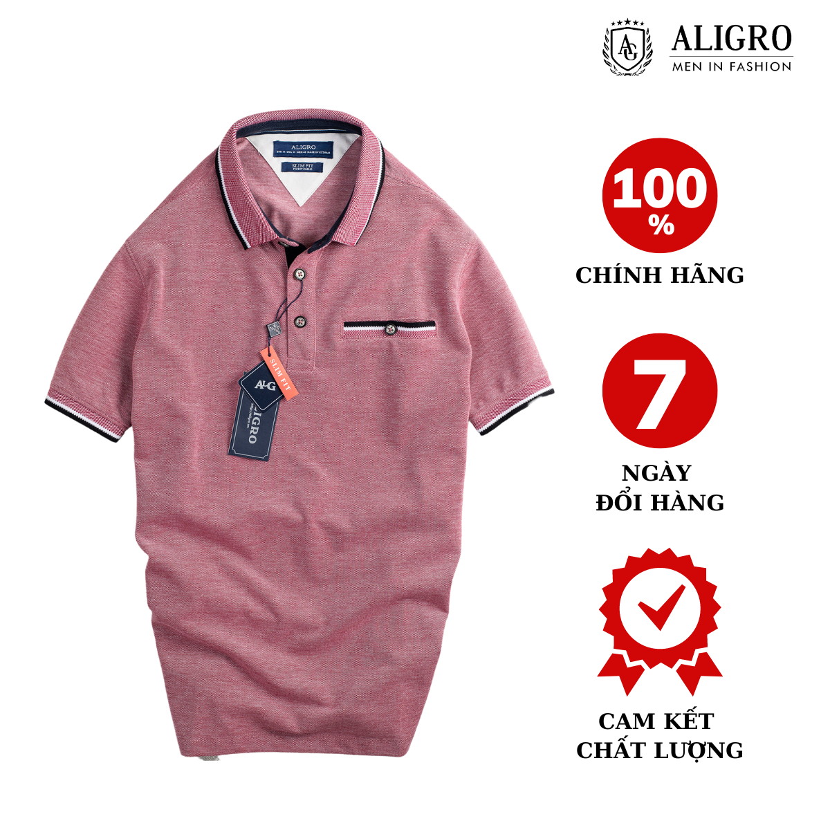 ÁO POLO NAM CỔ DỆT MÀU HỒNG BÃ TRẦU ALGPLO42