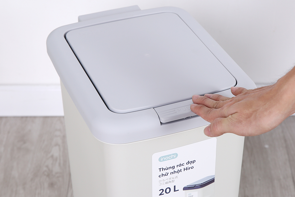 Thùng rác đạp chữ nhật Hiro 10L, 15L, 20L, 30L - Giao màu ngẫu nhiên