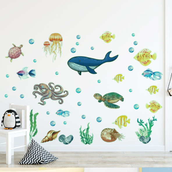Decal trang trí tường - Đáy đại dương của những sinh vật biển