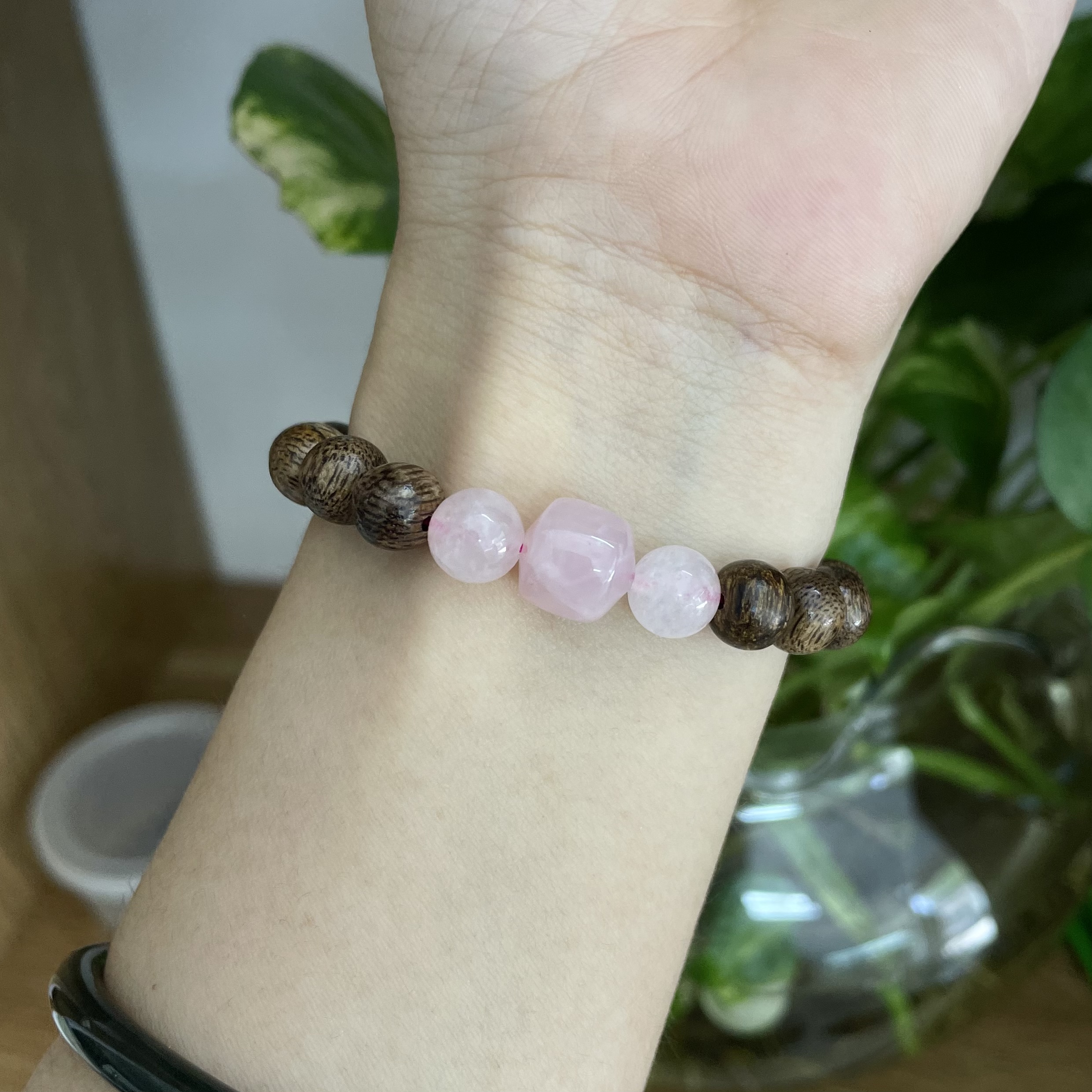 Vòng trầm tốc chìm 8 ly phối đá