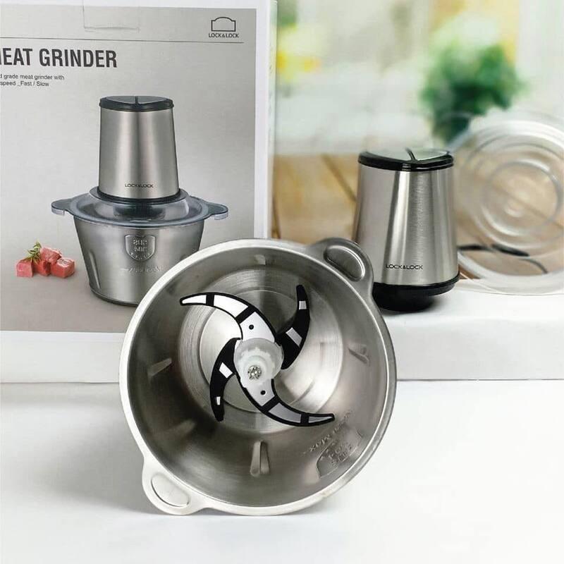 Máy xay thịt, cối xay thực phẩm nhà bếp 2L, chất liệu inox 304 chuẩn, 4 lưỡi dao siêu bén, tiện dụng, bảo hành 12 tháng