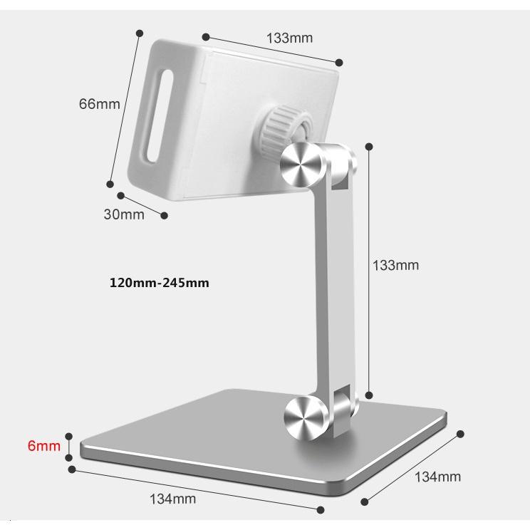 Giá đỡ dành cho iPhone, iPad, Máy tính bảng P38 kẹp ngọn ngàng dành cho máy lên tới 13 inch, làm từ hợp kim nhôm cao cấp.