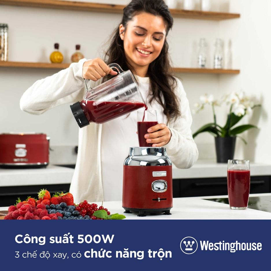 Máy Xay Sinh Tố Westinghouse, Máy Xay Trái Cây, Hoa Quả, Cối Thủy Tinh 1.5L, Công Suất 500W, Nhập Mỹ, Bh 12 Tháng - Xanh dương