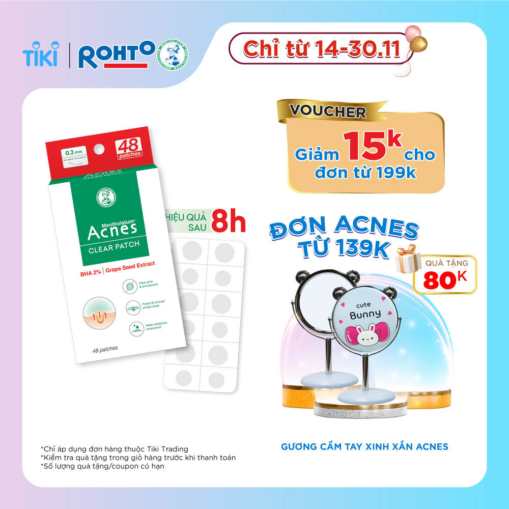 Miếng dán mụn giúp giảm mụn sưng viêm Acnes Clear Patch (48 Miếng)