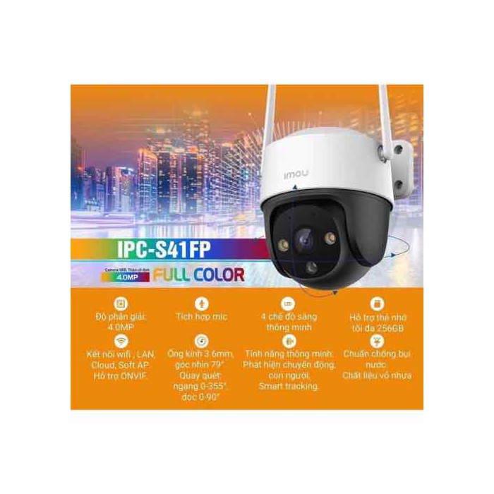 Camera imou S41FP Camera ngoài trời xoay có màu ban đêm 4MP - Hàng chính hãng