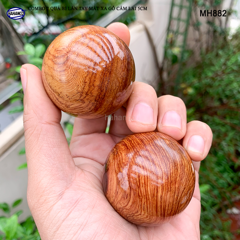 COMBO 2 quả bi lăn tay Gỗ Cẩm Lai 5cm Mát xa giúp dẻo tay, thư giãn, chống mỏi toàn diện – Chăm sóc sức khỏe