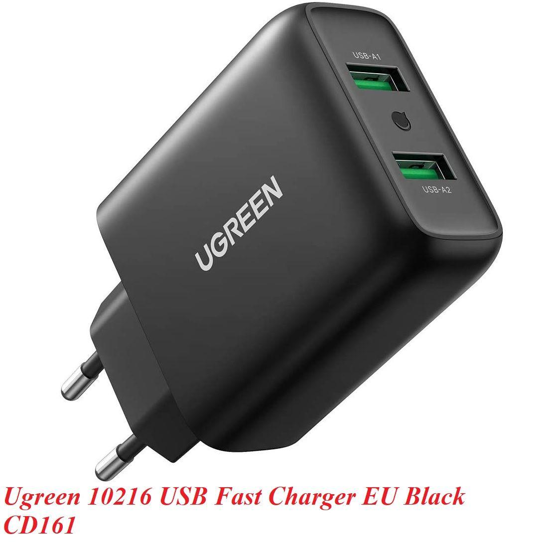 Ugreen UG10216CD161TK 36W QC3.0 2 cổng USB màu Đen Củ sạc nhanh - HÀNG CHÍNH HÃNG