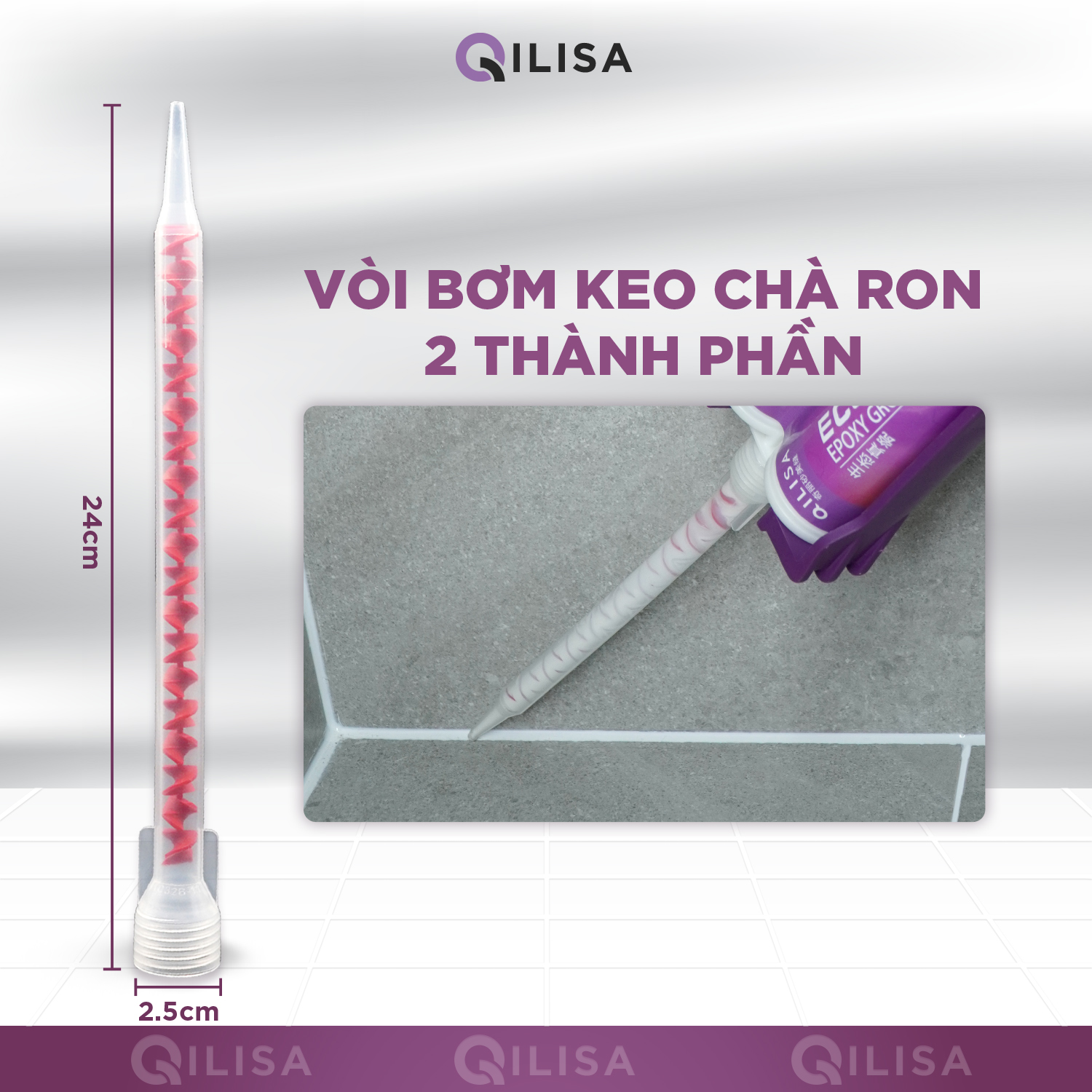 Vòi Trộn Bơm Keo Chà Ron Qilisa Epoxy 2 Thành Phần